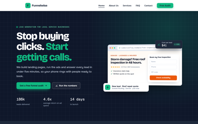 Lead Generation design, home page preview