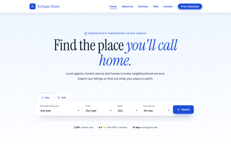 Real Estate design, home page preview