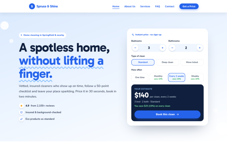 Professional Services design, home page preview